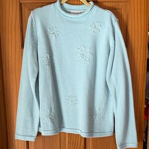 Jaclyn Smith Sky Blue Floral Sweater